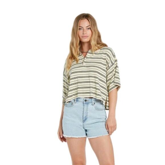 Volcom Popztone S/S Polo Shirt-BoneWomens Large- New - Picture 2 of 8